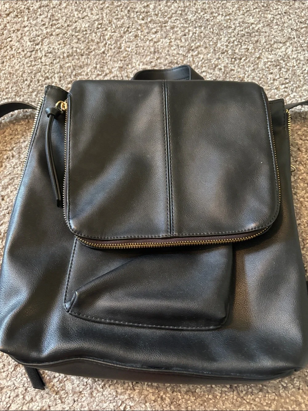 INC Black Faux Leather Backpack Purse